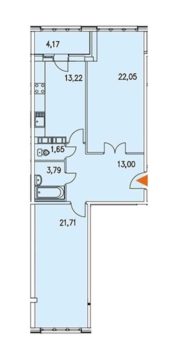 Двухкомнатная квартира в : площадь 77.46 м2 , этаж: 4 – купить в Санкт-Петербурге